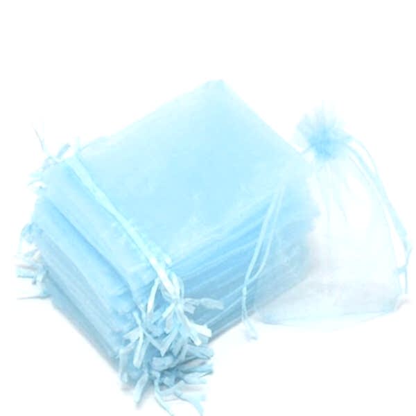 Organze Tül Kese İpli Büzgülü Düz Kese Mavi 10x11 cm 10 Adet