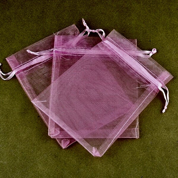 Organze Tül Kese İpli Büzgülü Düz Kese Pembe 10x11 cm 10 Adet