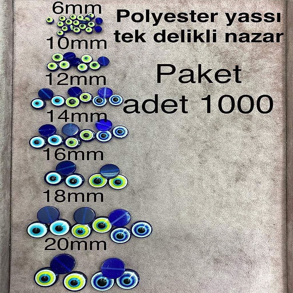 Yassı Tek Delikli Nazar Boncuğu