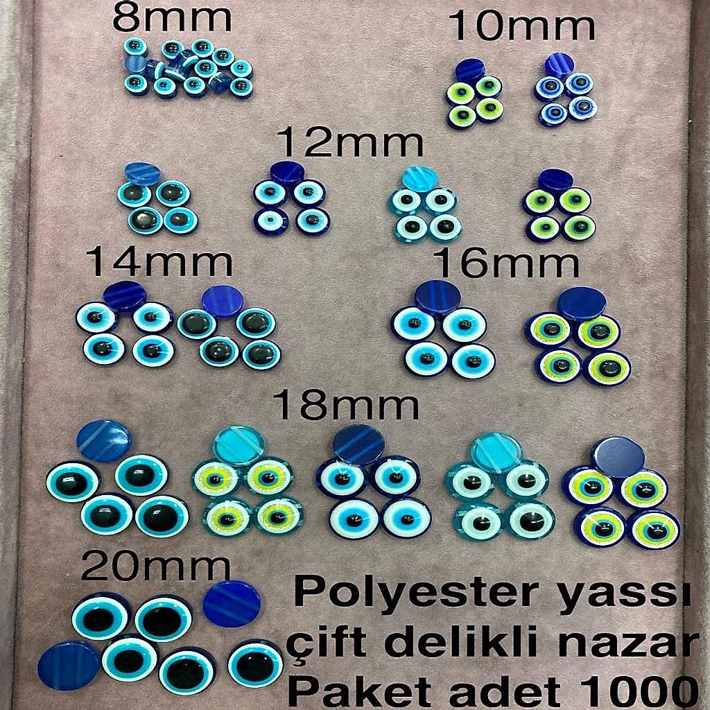 Yassı Çift Delikli Nazar Boncuğu